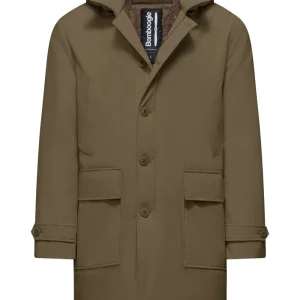 Parka lungo da uomo imbottito Primaloft con cappuccio staccabile windproof