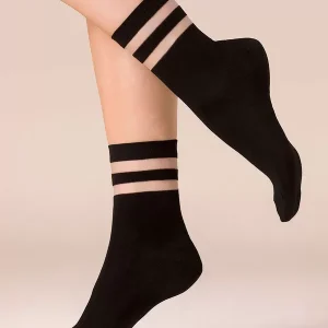 Women's ankle socks with stripes Cami Black
