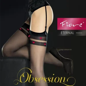 Striped stockings with red hearts Eternal Black