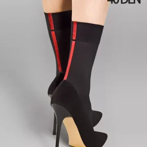 Women's socks with red stripe Metro red