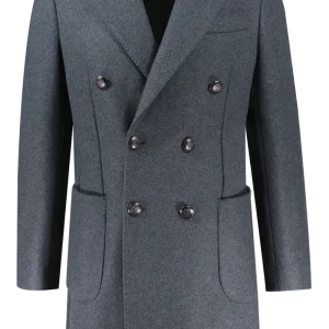 Cappotto doppiopetto in lana grigio antracite