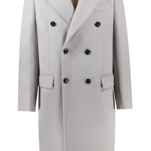 Cappotto doppiopetto in lana grigio perla
