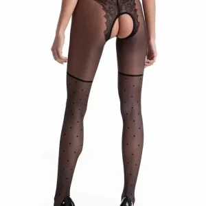 Open-crotch tights with polka dots and Lolita Black designs