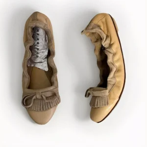 THE BRIDGE BALLERINE IN VERA PELLE FIORE E SCAMOSCIATA BEIGE