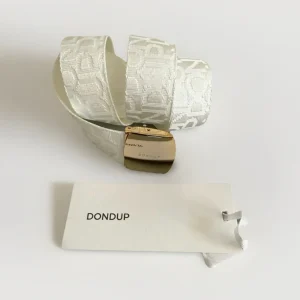 DONDUP CINTURA DONNA TESSUTO LOGATO BIANCO