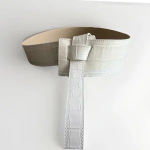 MUTH CINTURA BUSTIER PELLE STAMPA COCCO DONNA BIANCO