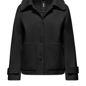 Giacca corta bi-materica in lana e nylon