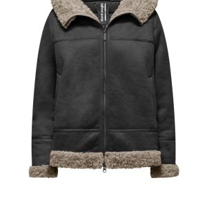 Giacca con cappuccio effetto shearling