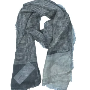 DONDUP SCIARPA GRIGIA SCOZZESE MISTO LINO UNISEX