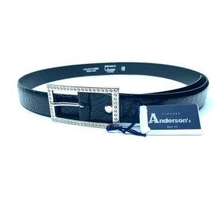 Anderson's Cintura In Pelle Stampa Cocco Nera