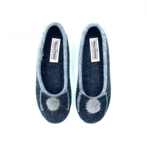 VALLEVERDE CIABATTA NERA IN PANNO ANTRACITE