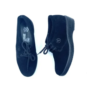 VALLEVERDE STRINGATE IN PELLE SCAMOSCIATA NERE