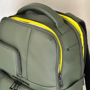 Piquadro zaino tessuto gommato impermeabile espandibile