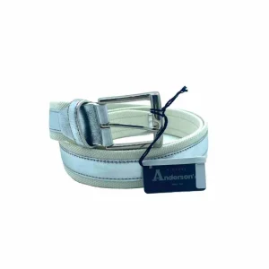 ANDERSON'S CINTURA INNTESSUTO E PELLE BIANCO/ARGENTO