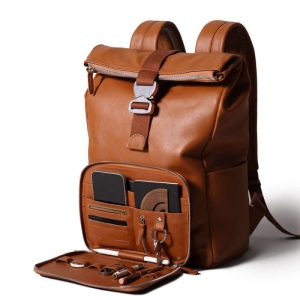 Leather Roll Top Backpack