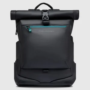 Zaino Piquadro roll-top in tessuto gommato