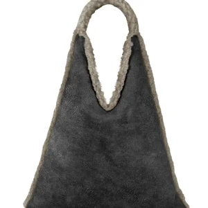Borsa a trapezio in tessuto scamosciato