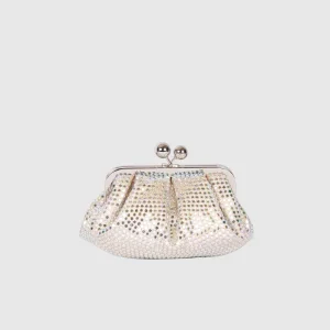 Pasticcino Bag small in raso con strass - Rosa antico