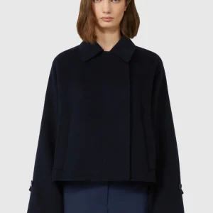 Cappotto crop in drap di lana