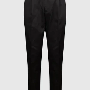 Pantaloni Uomo in Cotone Nero con Risvolto