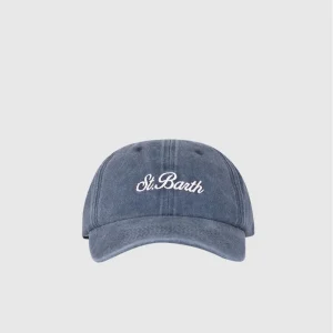 Cappellino Davis in denim blu navy con ricamo Saint Barth