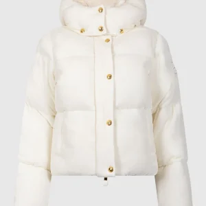 Piumino corto in velluto con bottoni dorati