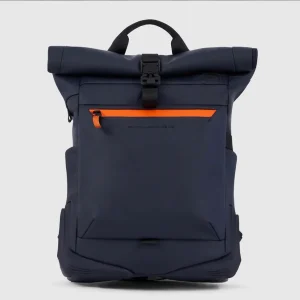 Zaino Piquadro roll-top in tessuto gommato