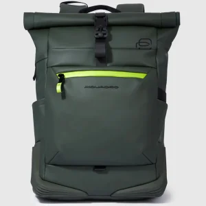 Zaino Piquadro roll-top in tessuto gommato