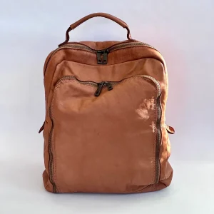 Zaino in pelle vintage a due scomparti cuoio